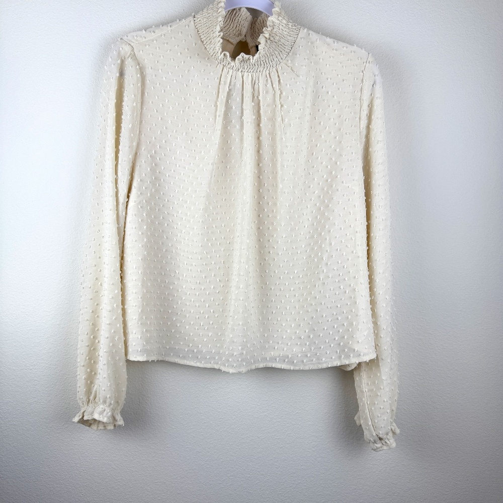 CODE X MODE Textured Polka Dot Ivory Turtleneck Blouse Business Casual / Size XL